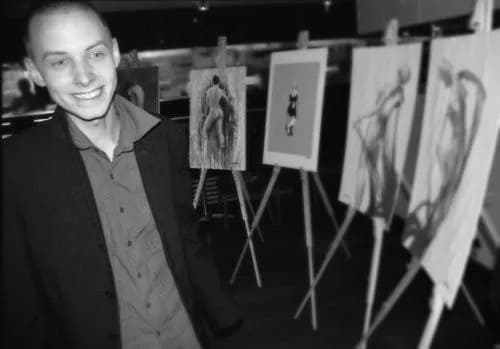 Juraj with his paintings