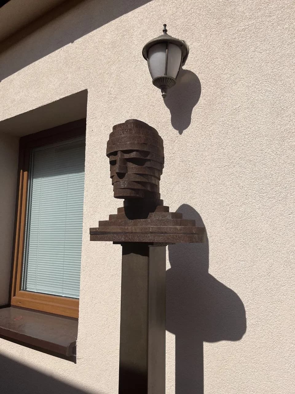 Steel head sculpture
