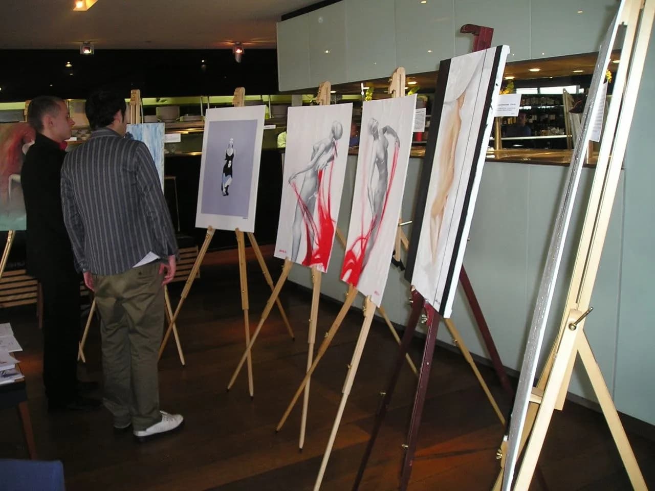 Painting exhibition on stands