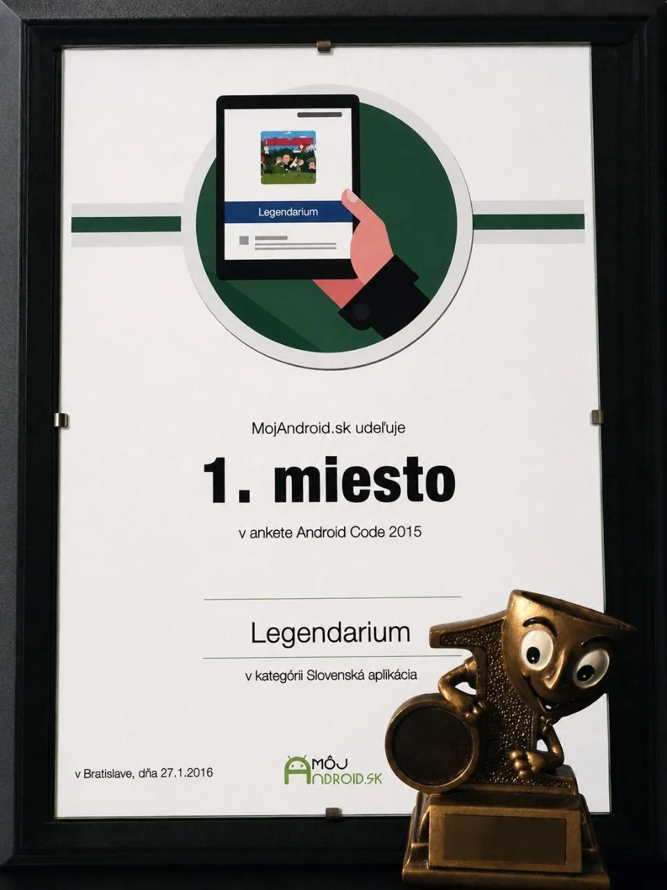 1st place, Android Code 2015, for Legendarium